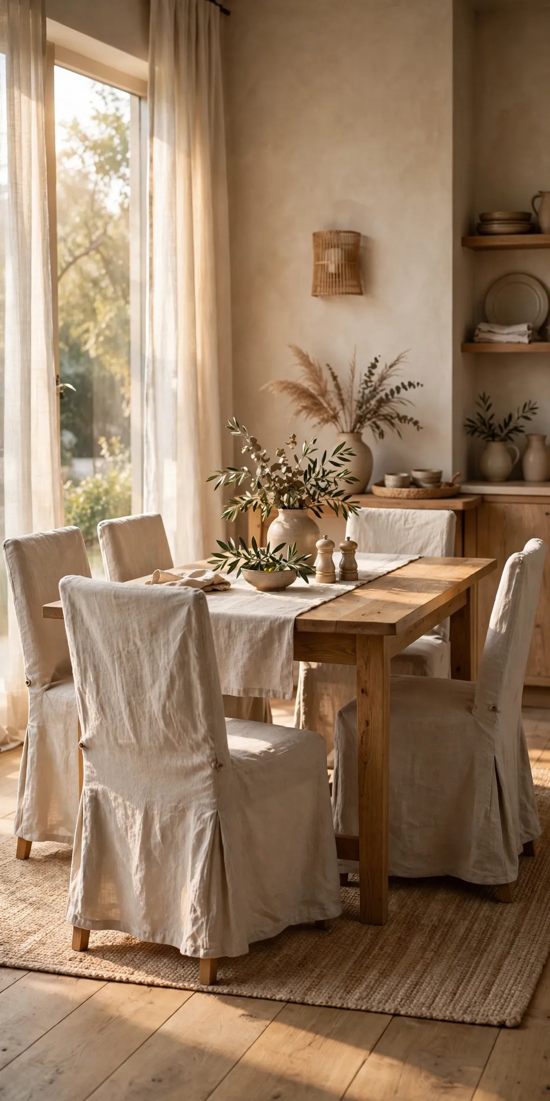 Linen Covered Side Chairs image